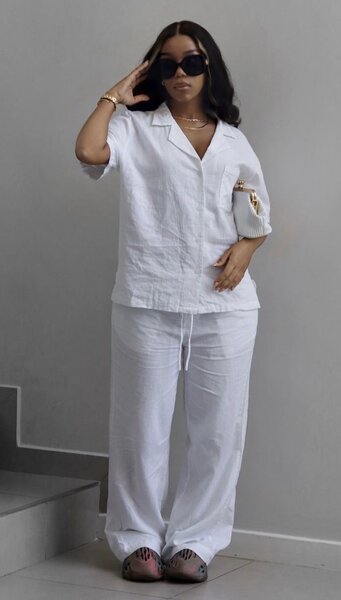 Pantalon en lain cassé