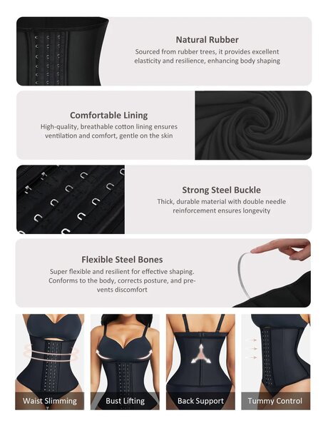FeelinGirl Corset de Taille pour Femme avec 9 Baleines en Ac