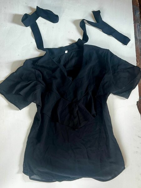 Stylish Black Wrap Blouse