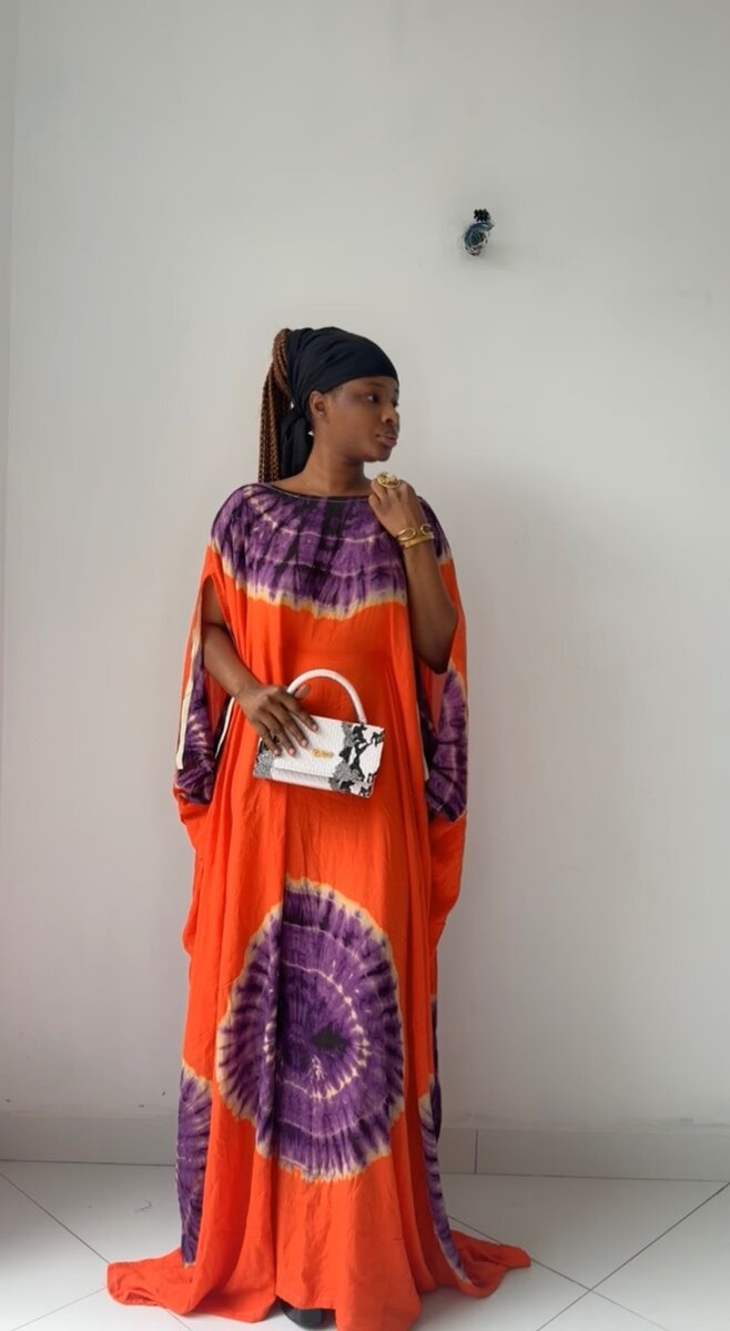 Robe Caftan Orange Tie-Dye