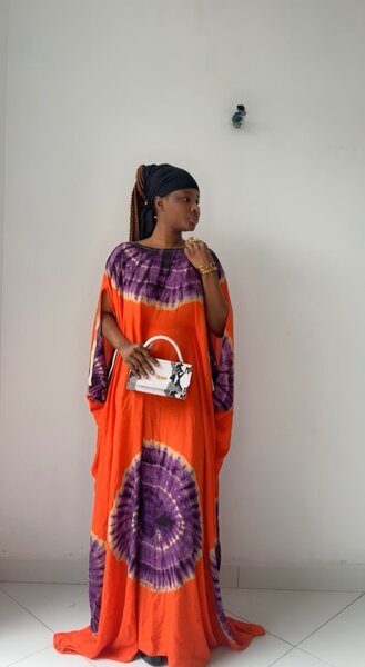 Robe Caftan Orange Tie-Dye