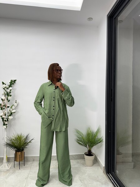 Ensemble pantalon chemise vert