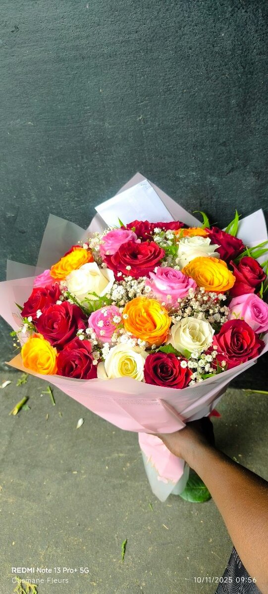 Bouquet de roses multicolores