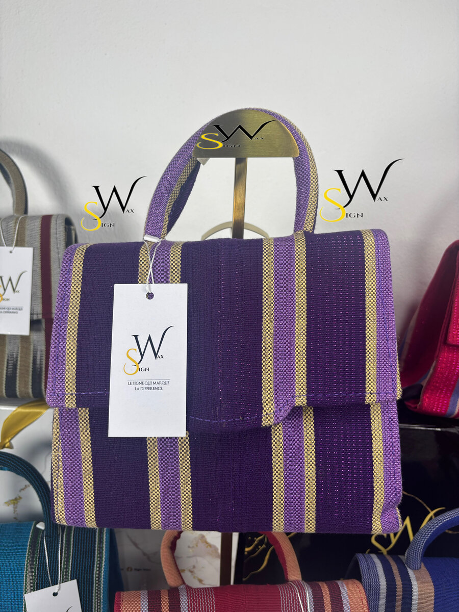 Sac à main en tissu rayé