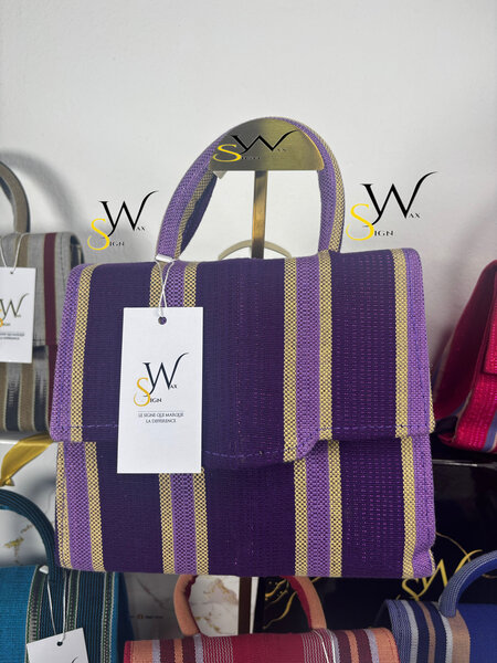 Sac à main en tissu rayé