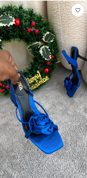 Christmas Blue Sling Back floral Mid