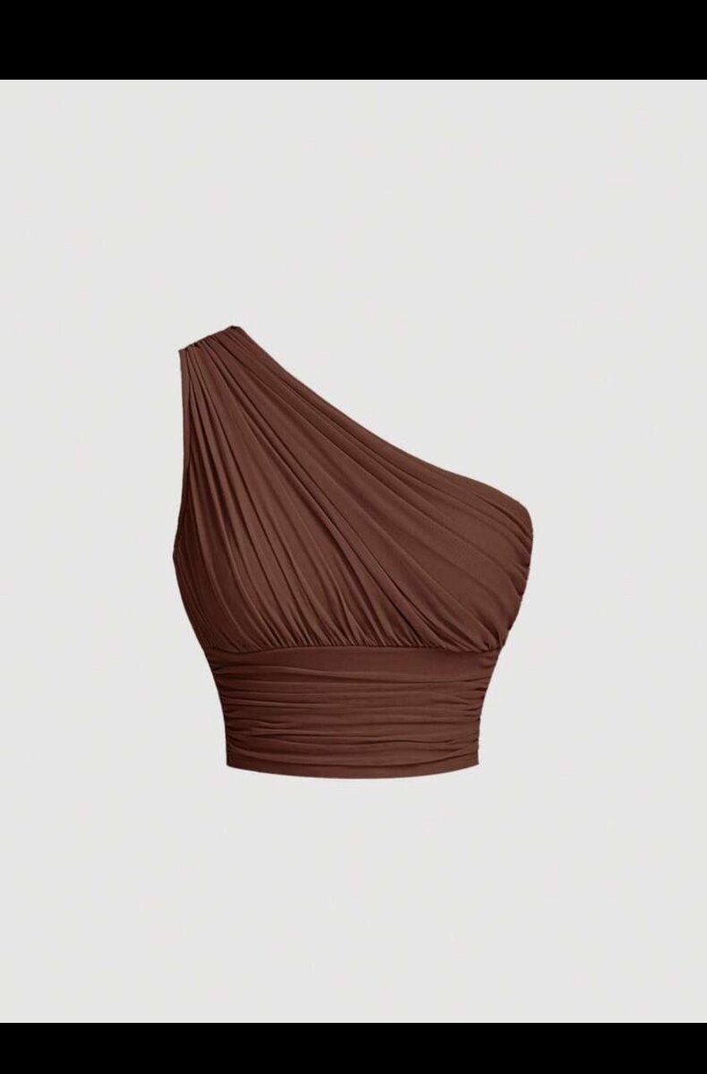 SHEIN MOD One Shoulder Ruched Black Summer Top