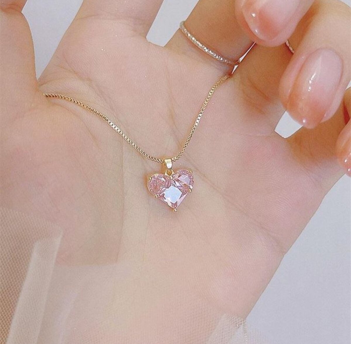 Ladies Crystal Love Heart Necklace Jewelry