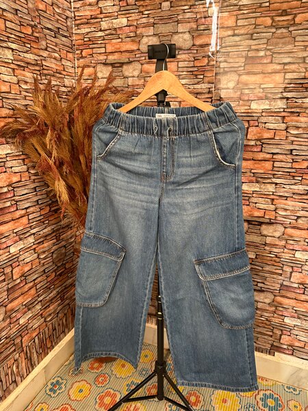 Pantalon cargo en jeans femme