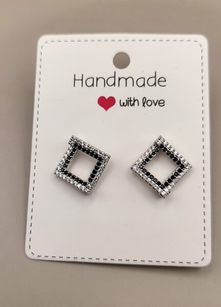 Black silver Zircon stud