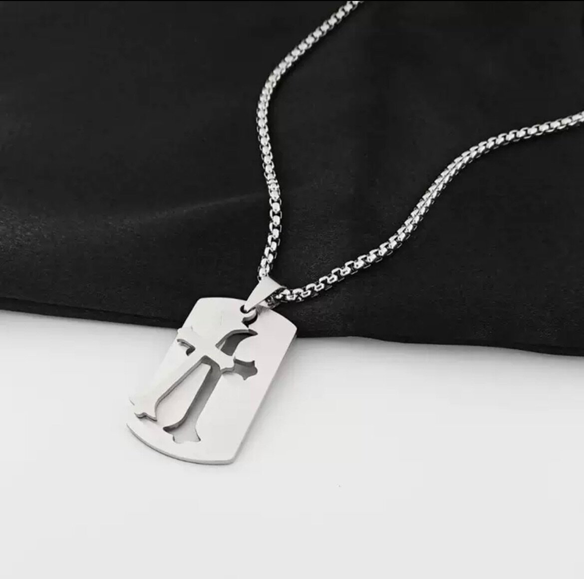 Mens Silver Cutout Cross