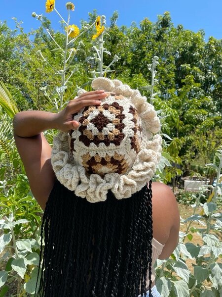 Crochet ruffle hat