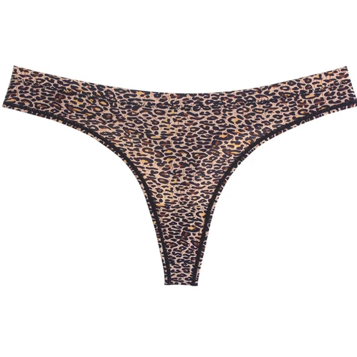 Leopard print cotton thongs