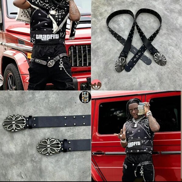 Ceinture en cuir avec motifs