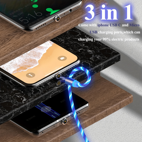 3 in 1 Magnetic RGB Flow Data Cable