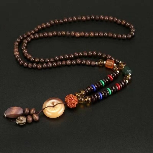 Collier en bois Vintage tibéta