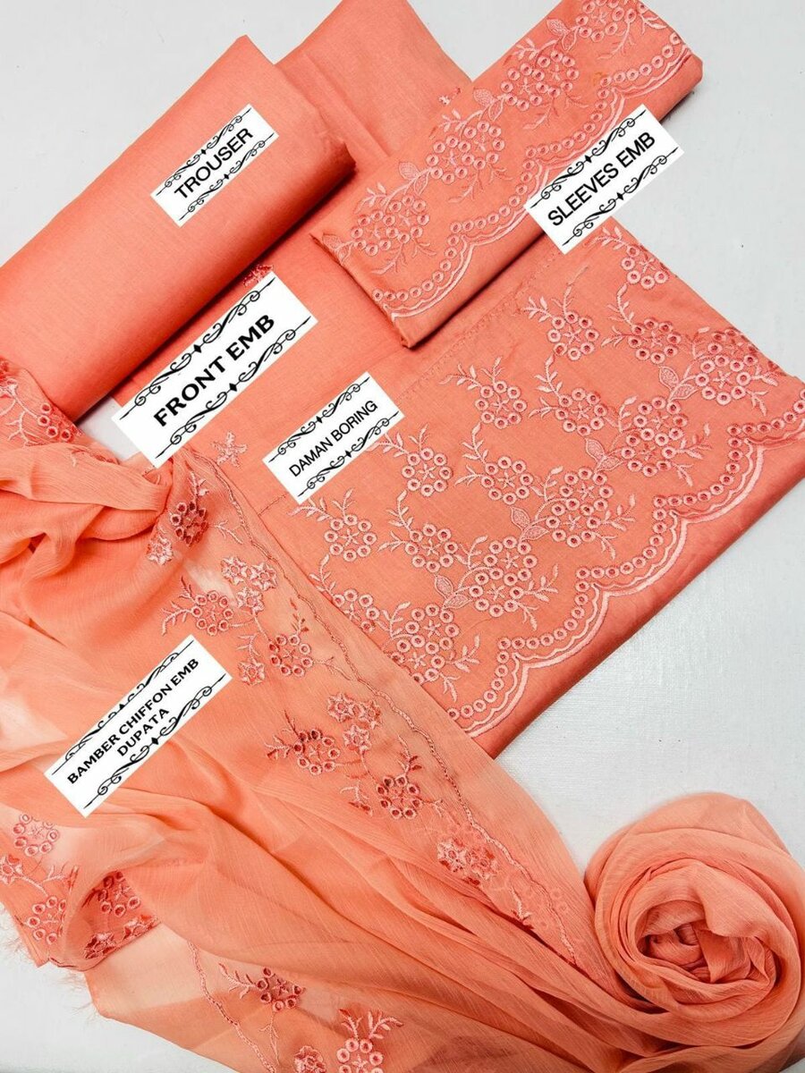 3 pcs women's unstitched Lawn suit