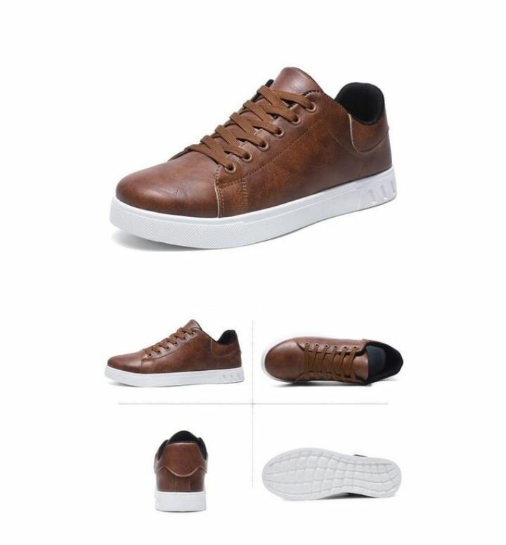 Baskets en cuir marron