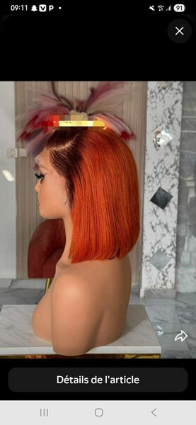 Perruque Bob Orange Éclatant