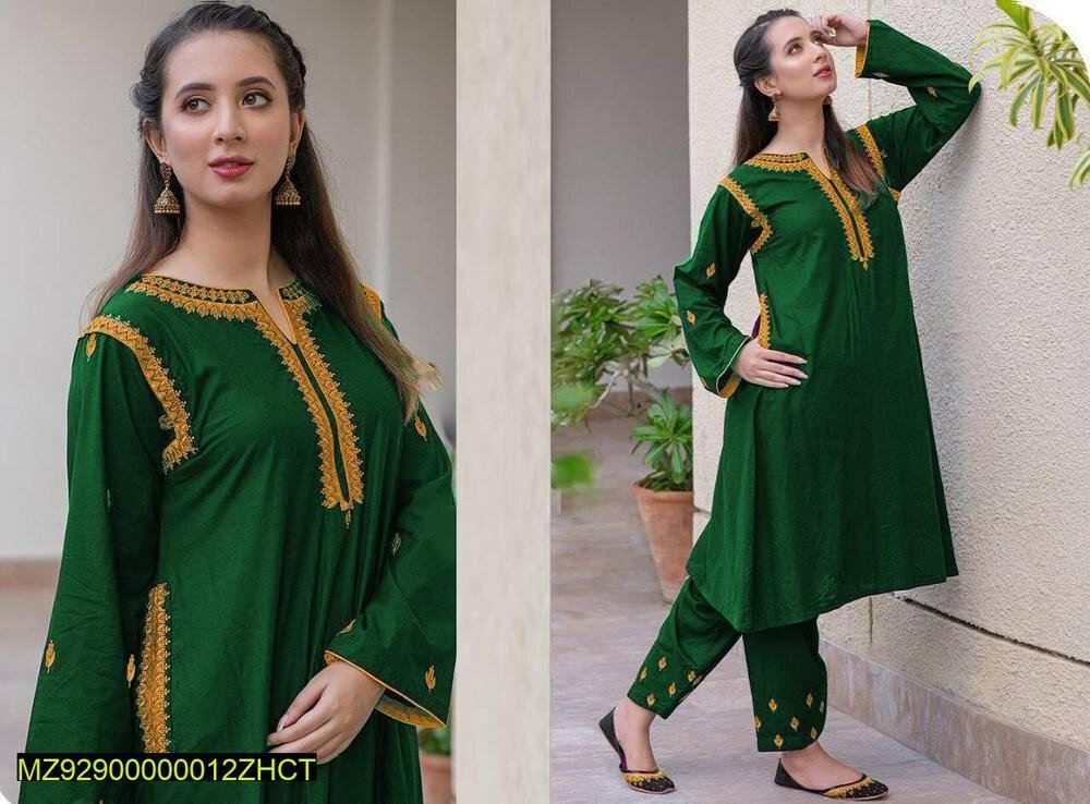 2Pcs Linen Embroidery suit