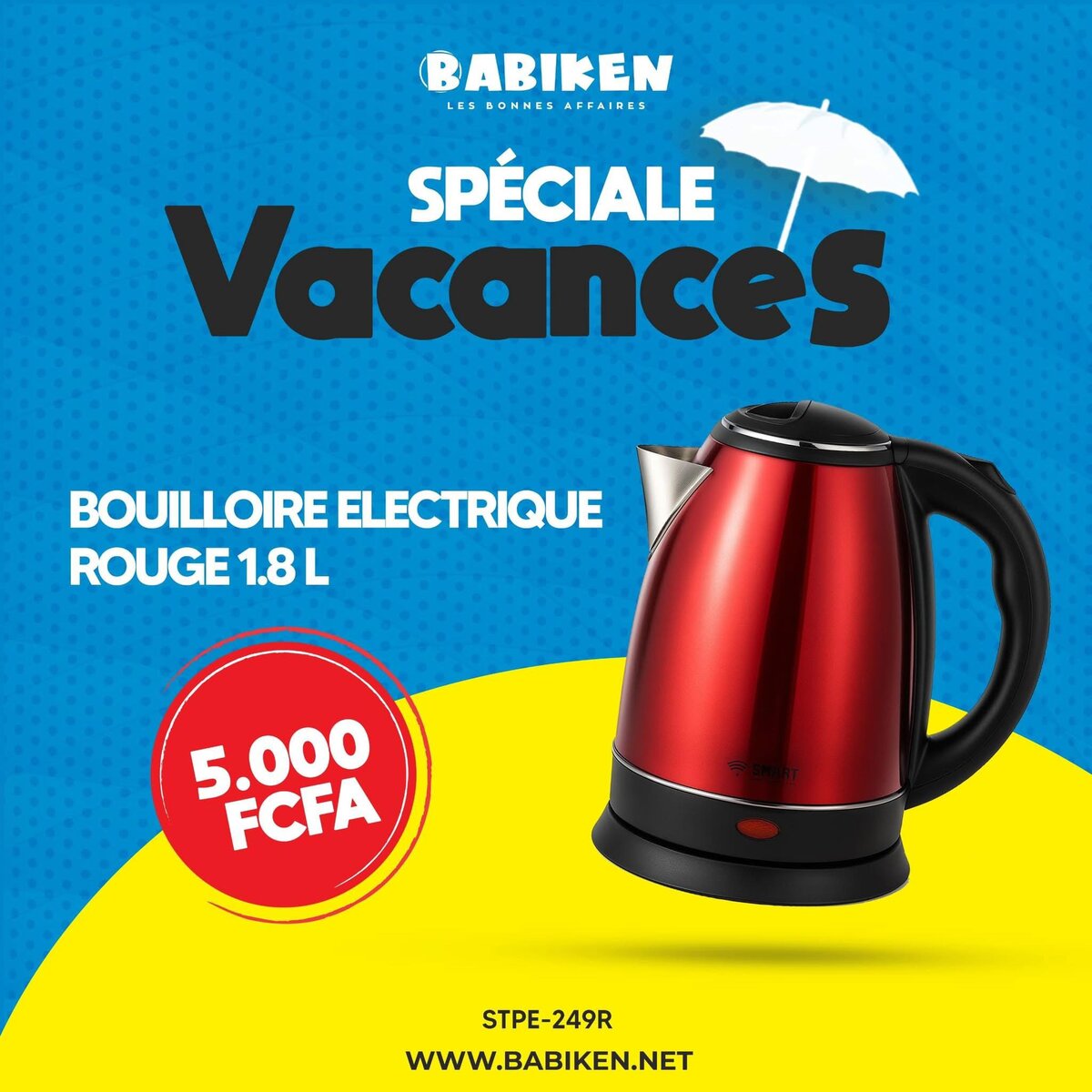 Bouilloire Électrique Rouge 1.8L