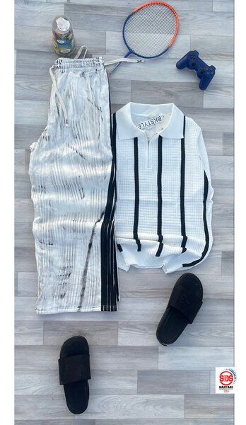 Ensemble sportif rayé homme