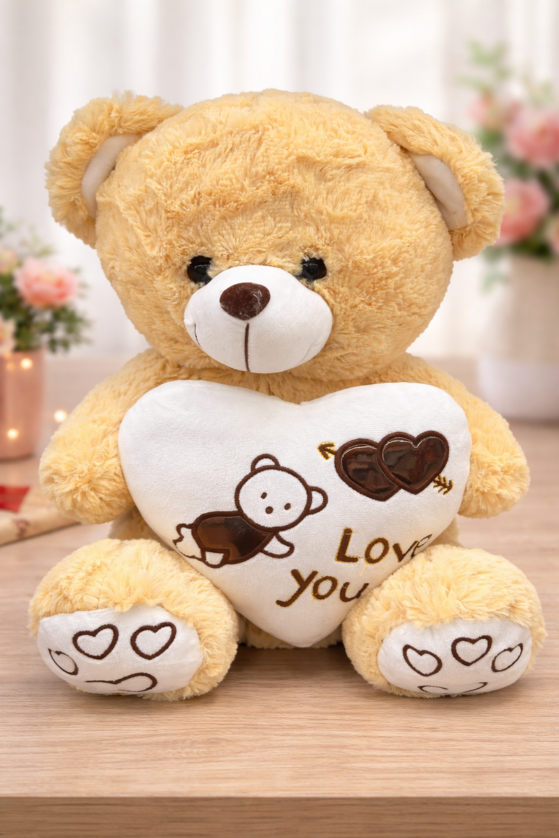 Nounours en peluche avec coeur