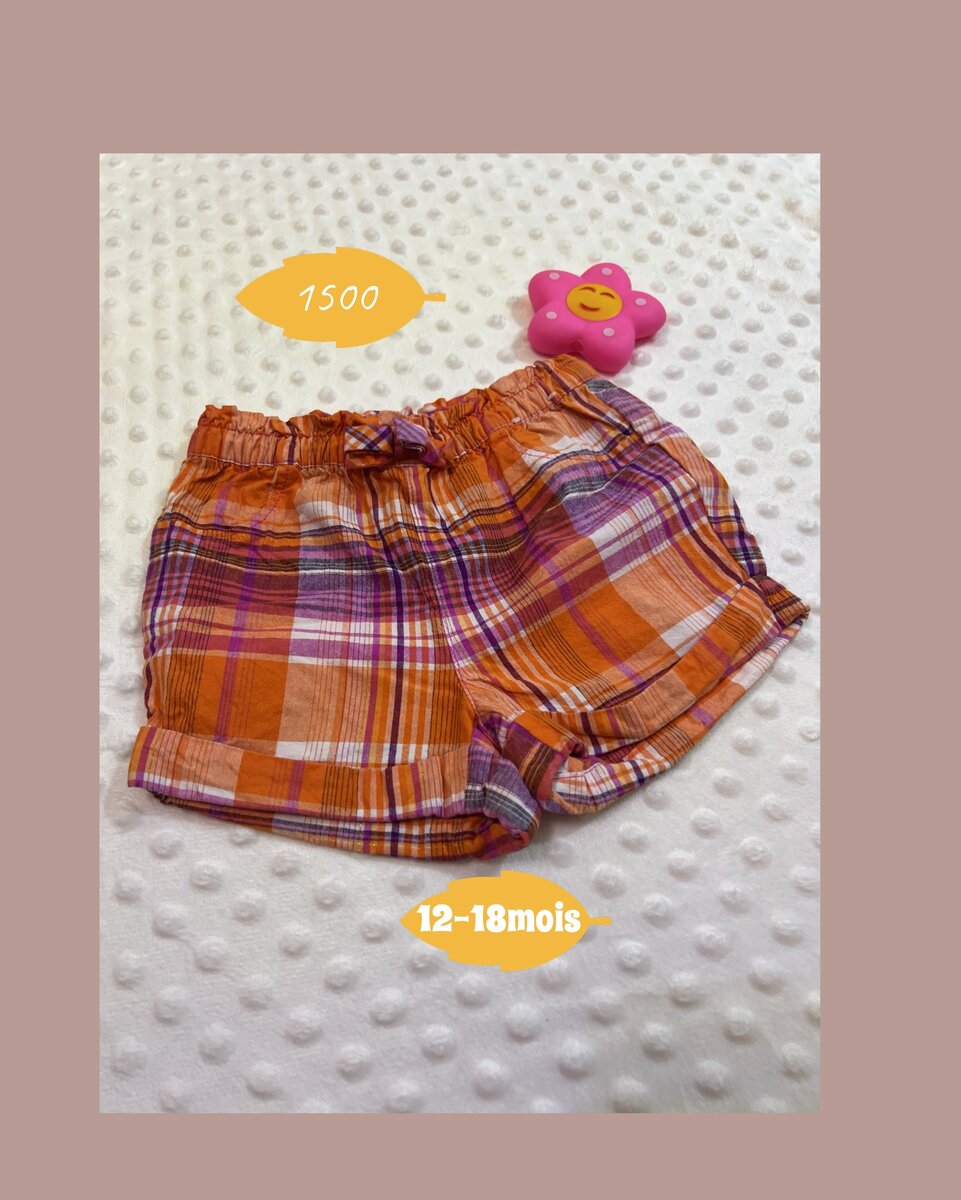 Shorts bébé à carreaux