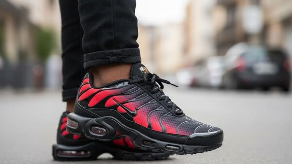 Baskets rouges et noires stylées