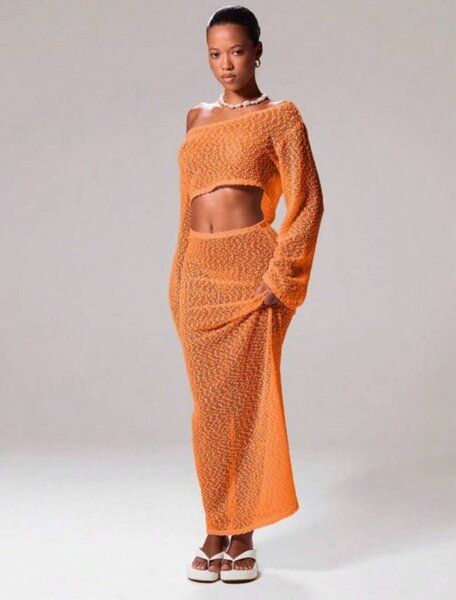 Ensemble en crochet orange