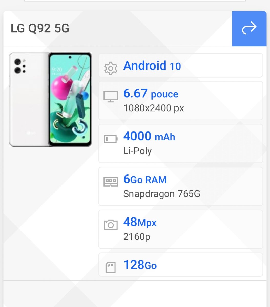 LG Q92 5G meilleur batterie