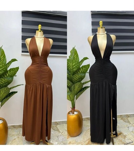 Robe longue élégante fendue