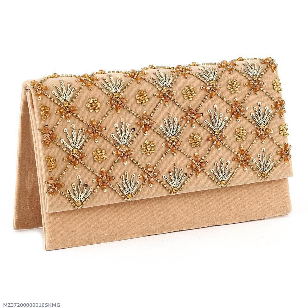 Velvet embroidery fency clutch