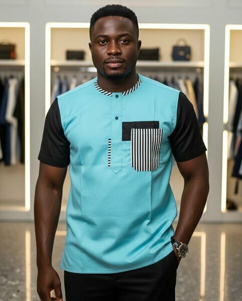 Tunique manches noires et turquoise