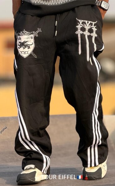 Pantalon noir homme avec motifs