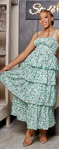 Long summer sundress with floral print