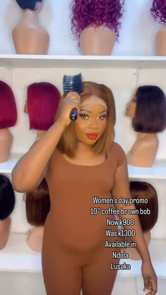 Beautiful and elegant women's coffee brown bob