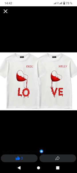 T-shirt couple personnalisé LOVE