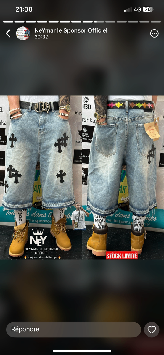 Short en jean tendance homme