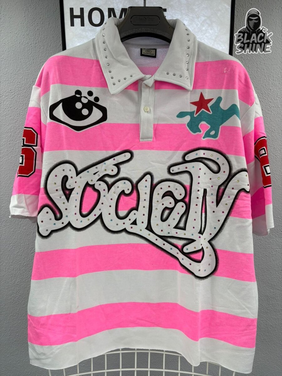 Polo rayé graphique unisexe