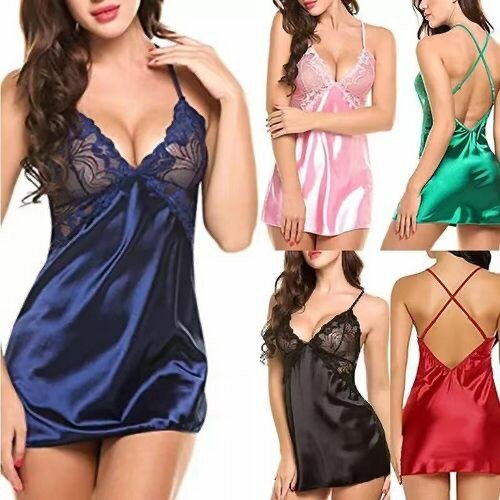 Satin lace pajamas women's home wear black sexy pajamas