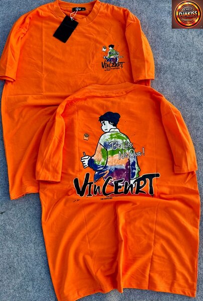 T-shirt orange art graphique