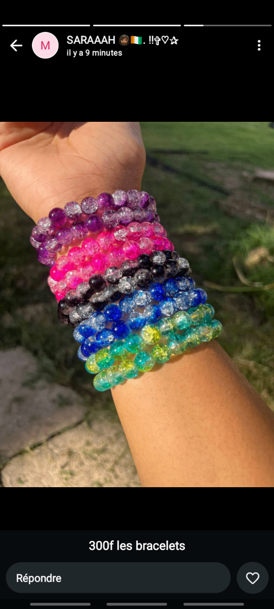 Bracelets en perles colorées