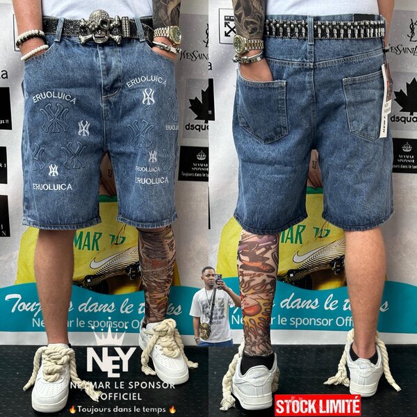 Shorts en jean brodés homme