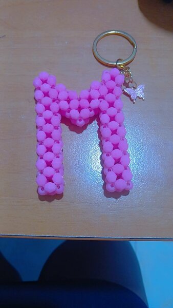 Porte-clés Lettre M Rose