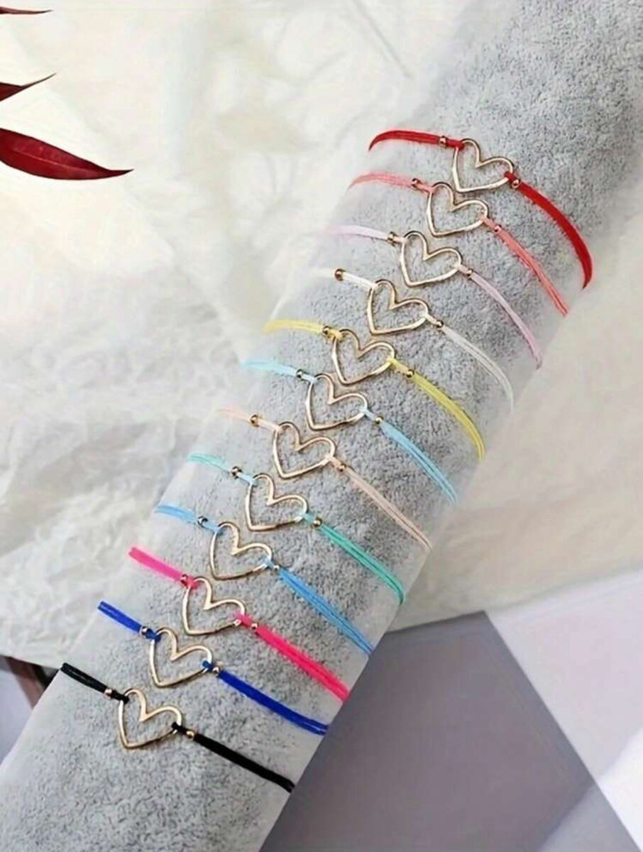 Bracelets en corde avec pendentif cœur