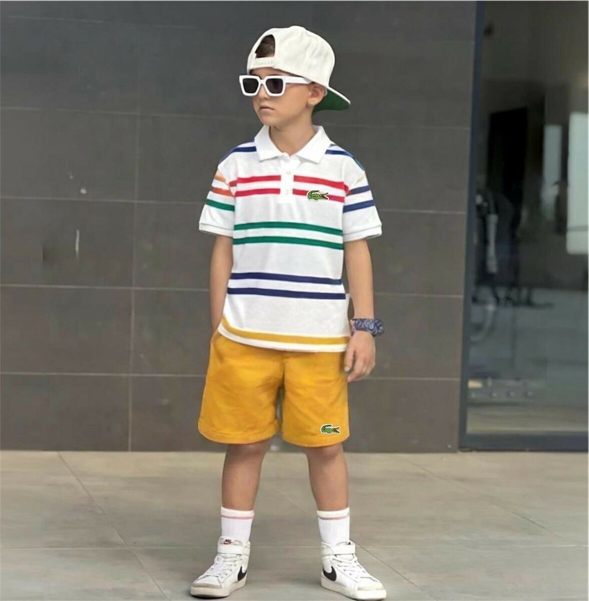 Polo rayé enfant multicolore