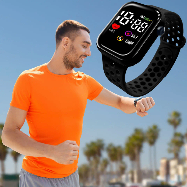 Montre led tactile numérique avec fonds d'écran d'affichage