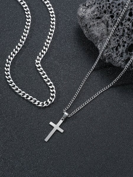 Collier Croix en Acier