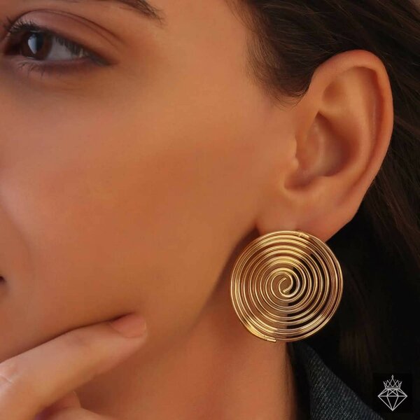 Boucles d'oreilles spirales dorées